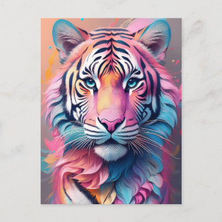 Postal Feroz Belleza Tigre Rosa