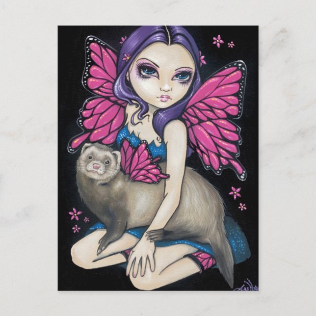 Postal "Ferret with Butterfly Wings" (Anverso)
