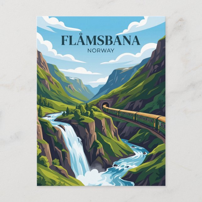 Postal Ferrocarril de Flåm (Flåmsbana) Noruega (Anverso)