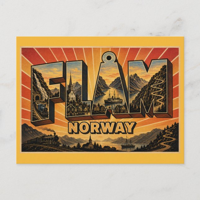 Postal Ferrocarril de Flåm Noruega (Anverso)