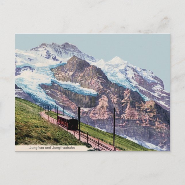 Postal ferrocarril de la montaña Jungfrau de 1900 (Anverso)
