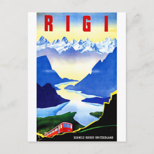 Postal ferrocarril de montaña Rigi, Suiza, viaje vintage