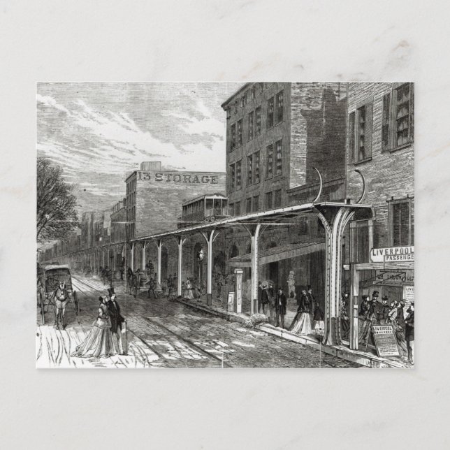 Postal Ferrocarril elevado en Greenwich Street, Nueva Yor (Anverso)