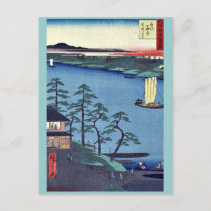 Postal Ferrocarril Niishuku por Andō, Hiroshige Ukiyo-e. 