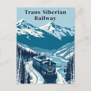 Postal Ferrocarril Transiberiano Viaje Retro
