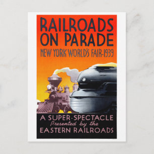 Postal Ferrocarriles en desfile EE. UU. Póster vintage 19