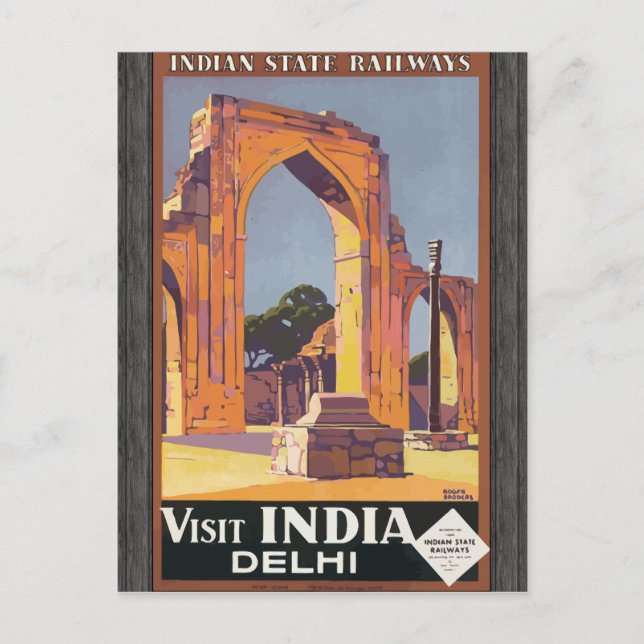 Postal Ferrocarriles estatales indios visitan India Delhi (Anverso)