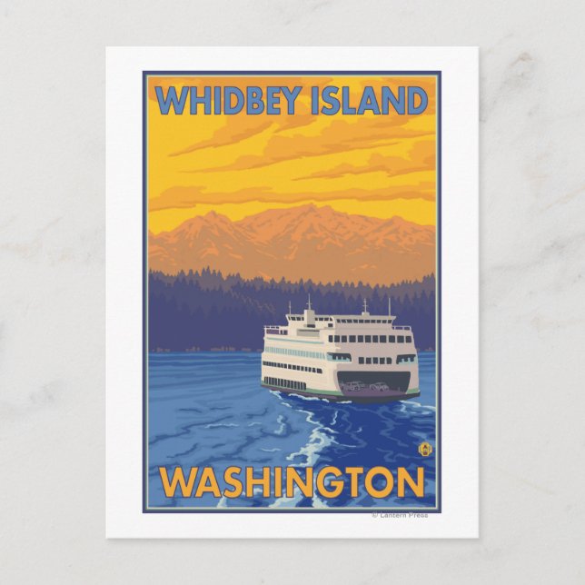 Postal Ferry and Mountains - Isla Whidbey, Washington (Anverso)