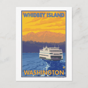 Postal Ferry and Mountains - Isla Whidbey, Washington
