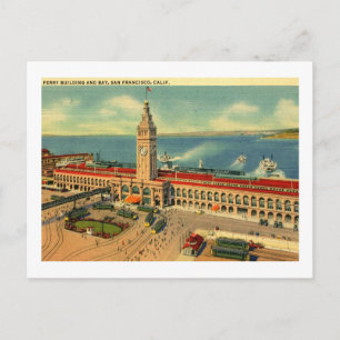 Postal Ferry Building & Bay, San Francisco Vintage