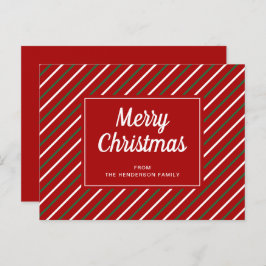 Postal Ferry Christmas Red Green Strips Pattern Postcard