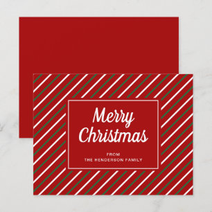 Postal Ferry Christmas Red Green Strips Pattern Postcard