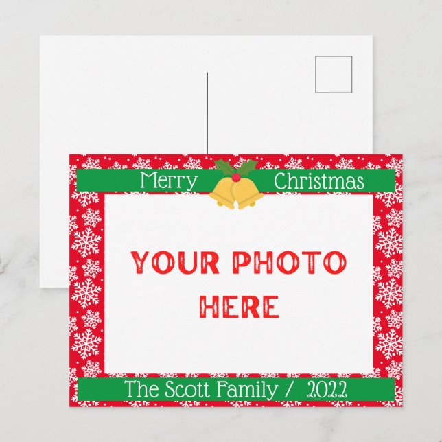 Postal Ferry Christmas White snow Family Photo Red (Anverso / Reverso)