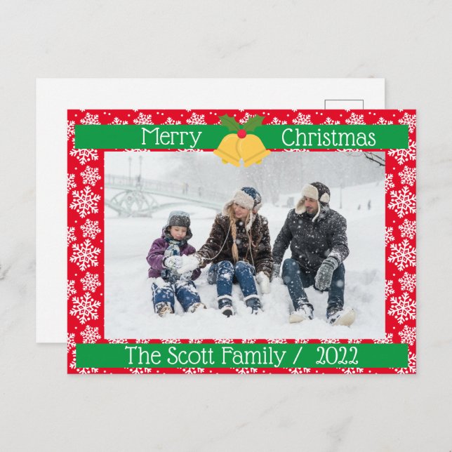 Postal Ferry Christmas White snow Family Photo Red (Anverso / Reverso)