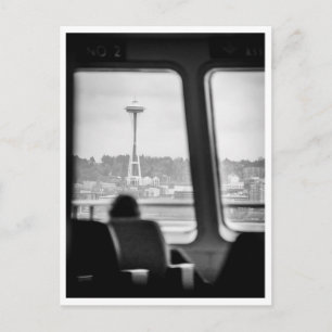 Postal Ferry de Seattle Negro y Blanco Pudget Sound PNW