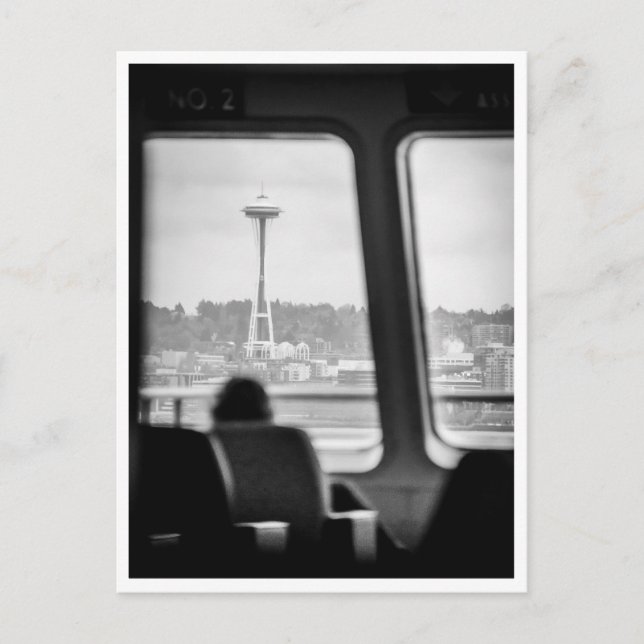 Postal Ferry de Seattle Negro y Blanco Pudget Sound PNW (Anverso)