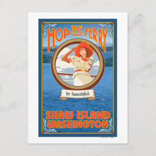 Postal Ferry de una mujer en bicicleta - Isla Shaw, Washi