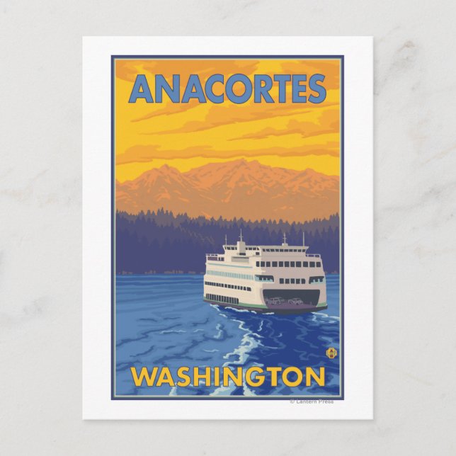 Postal Ferry y montañas - Anacortes, Washington (Anverso)