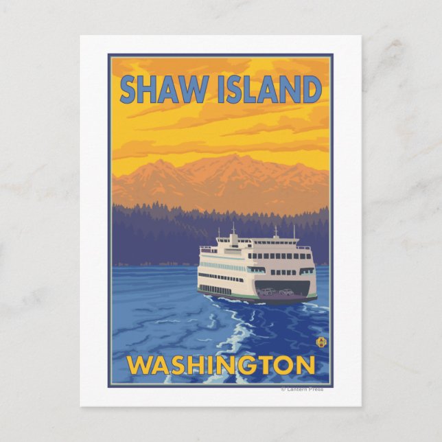 Postal Ferry y montañas - Isla Shaw, Washington (Anverso)
