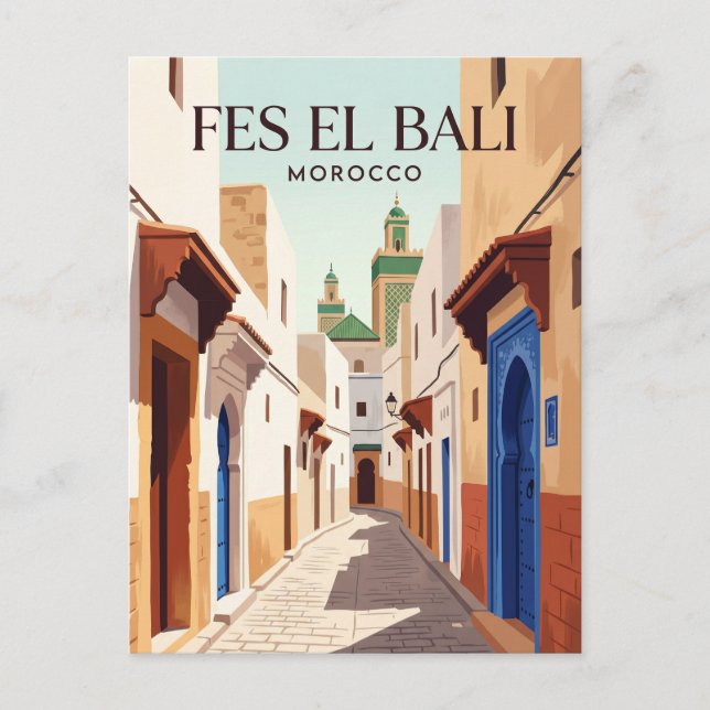 Postal Fes el Bali Medina Marruecos (Anverso)