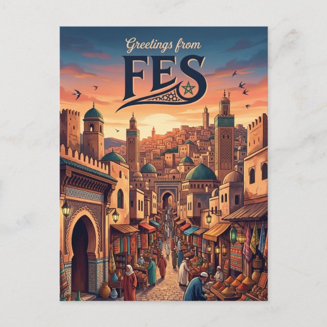 Postal Fes Medina Marruecos (Anverso)