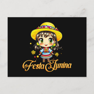 Postal Festa Junina Cute Farm Chica