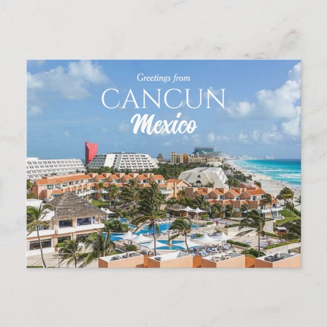 Postal Festejos de playa de Cancún México (Anverso)