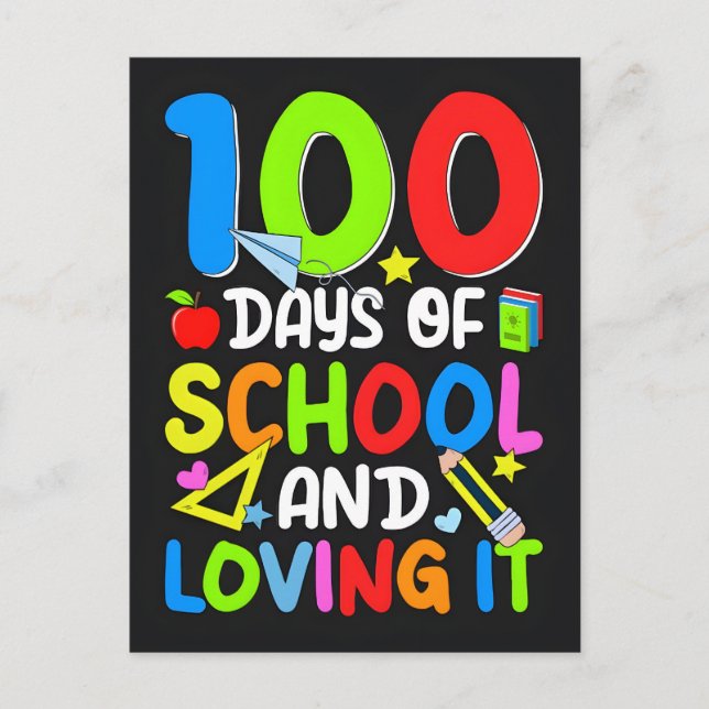 Postal Festiva 100 Days Of School And Loving It Vector Design (Anverso)