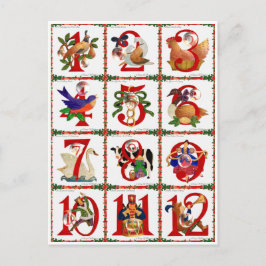 Postal Festiva 12 días de regalos de la impresión del edredón del