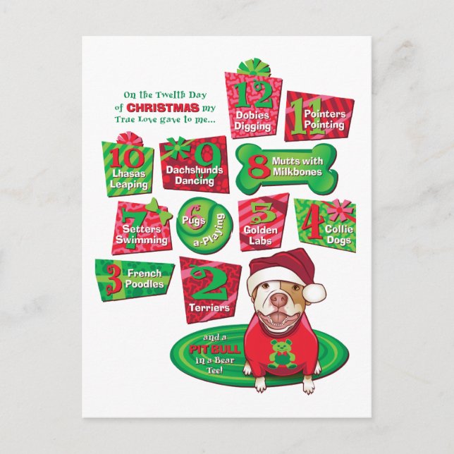 Postal Festiva 12 Perros de Navidades (Anverso)