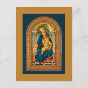 Postal Festiva 1470 Botticelli Madonna y Child Enthroned