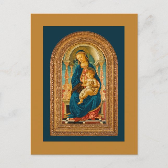 Postal Festiva 1470 Botticelli Madonna y Child Enthroned (Anverso)