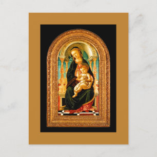 Postal Festiva 1470 Botticelli Madonna y Child Enthroned