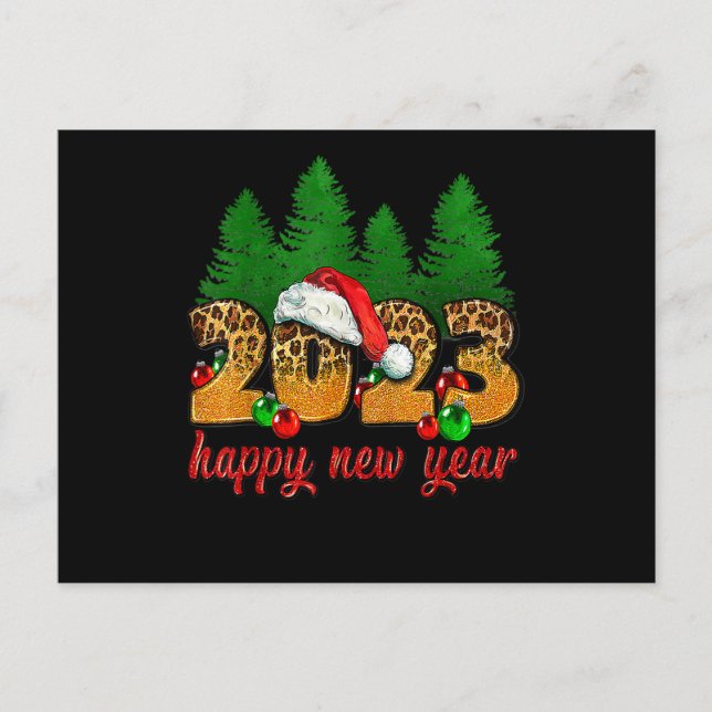 Postal Festiva 2023 Feliz Año Nuevo Leopard Año Nuevo Eve Fiesta  (Anverso)
