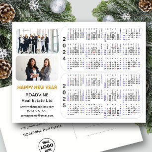 Postal Festiva 2024 2025 Calendario Oro Foto de negocios Minimali
