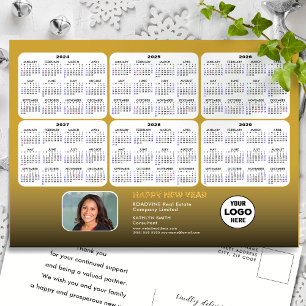 Postal Festiva 2024 - 2029 Calendario de 6 años Modern Gold Corpo