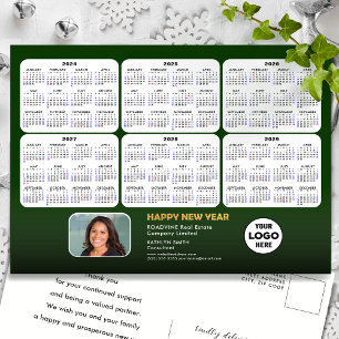 Postal Festiva 2024 - 2029 Calendario de 6 años Modern Green Busi