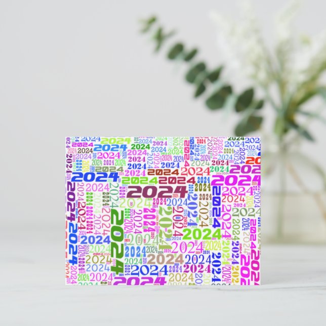 Postal Festiva 2024 Saludos Año Nuevo (Anverso de pie)