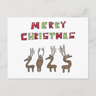 Postal Festiva 2025 Reindeer Humorous Merry Christmas Cartoon