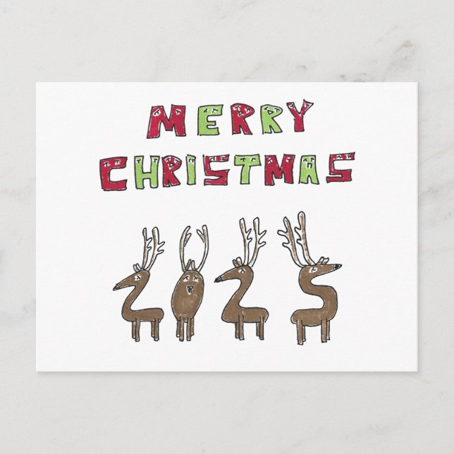 Postal Festiva 2025 Reindeer Humorous Merry Christmas Cartoon (Anverso)