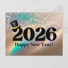 Postal Festiva 2026 feliz año nuevo, gorra divertido purpurina mo