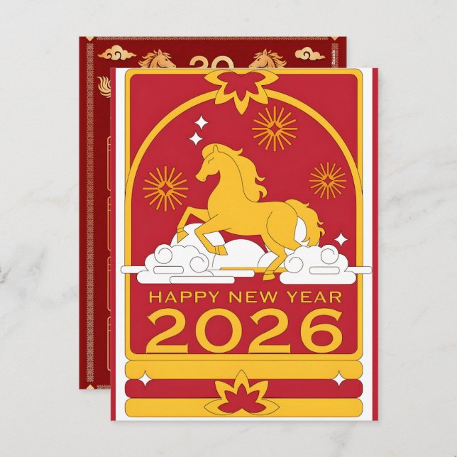 Postal Festiva 2026 Year of Horse Chinese Wall Calendar (Anverso / Reverso)