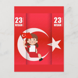 Postal Festiva 23 Nisan Celebración Alegre para Niños