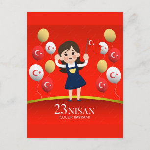 Postal Festiva 23 Nisan Celebración Alegre para Niños