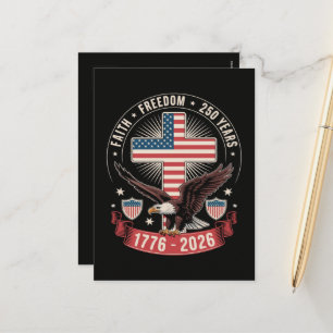 Postal Festiva 250º Aniversario USA Fe Libertad 4 de Julio
