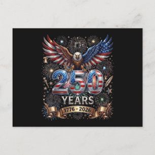 Postal Festiva 250 Años 1776 2026 4 de Julio Águila 250 Aniversar