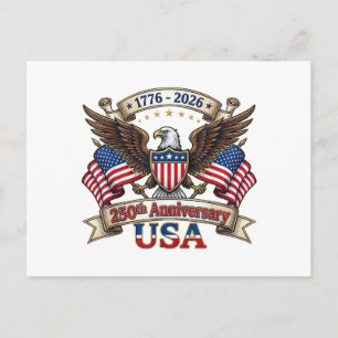 Postal Festiva 250 años americano 250 aniversario 4 de julio 1