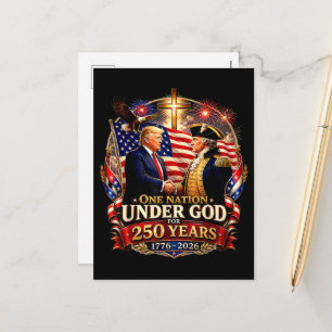 Postal Festiva 250 Años Aniversario América Trump Washington