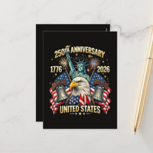 Postal Festiva 250 años aniversario americano 1776-2026 bandera d