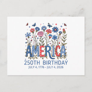 Postal Festiva 250 Años Aniversario de América Cumpleaños 250 de 